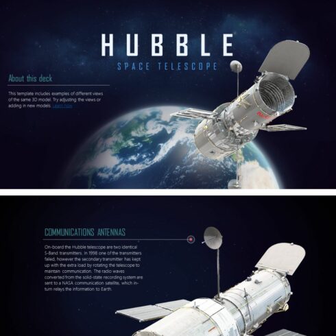 3D Hubble Space Telescope PowerPoint Presentation Template cover image.