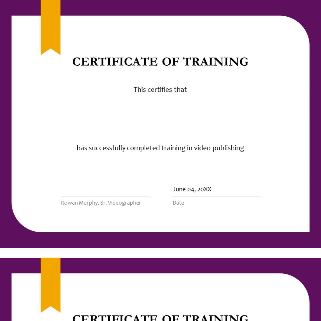 Certificate of training powerpoint presentation template cover image.