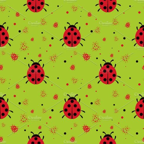 Seamless pattern with  ladybugs cover image.