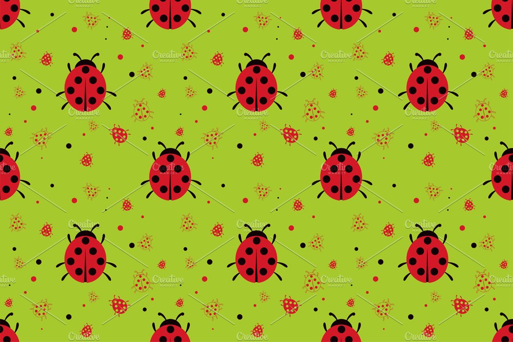 Seamless pattern with  ladybugs cover image.