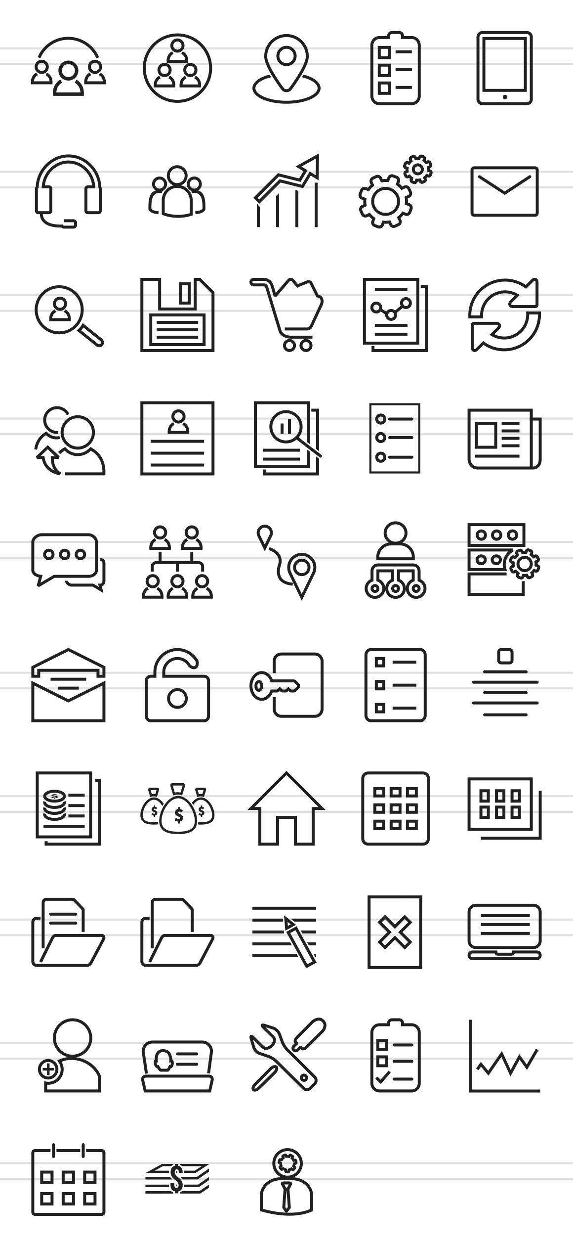 48 Admin Dashboard Line Icons preview image.