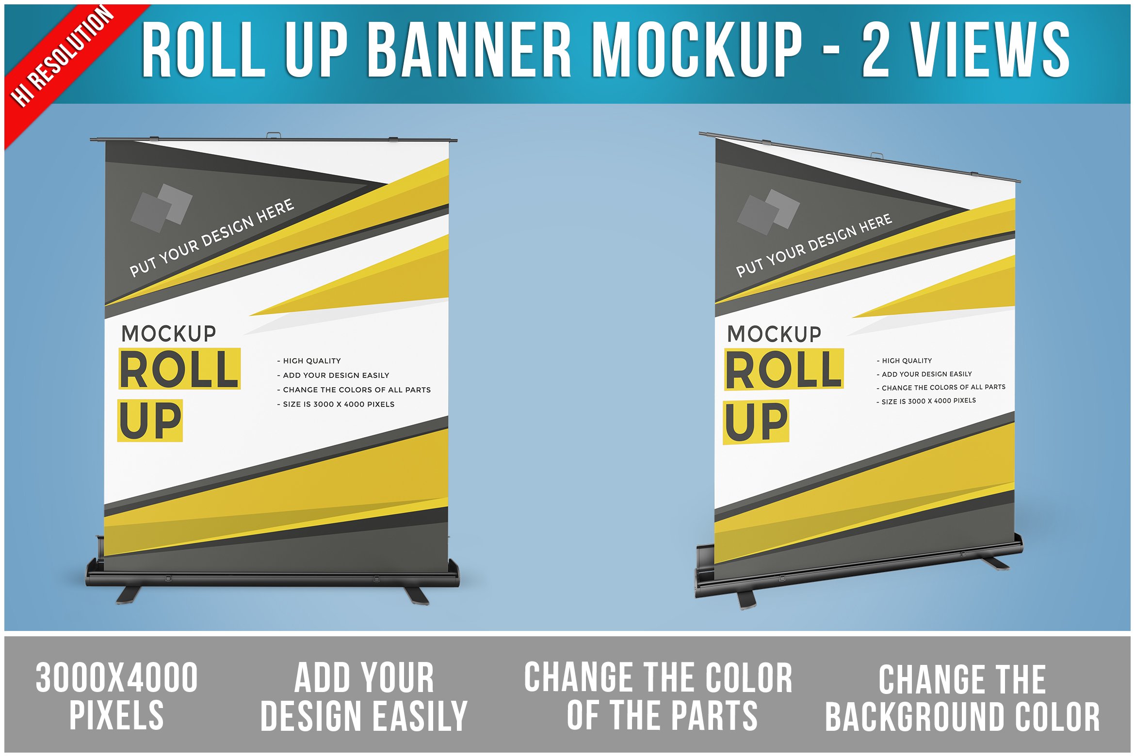 Roll Up Banner Mockup PSD cover image.