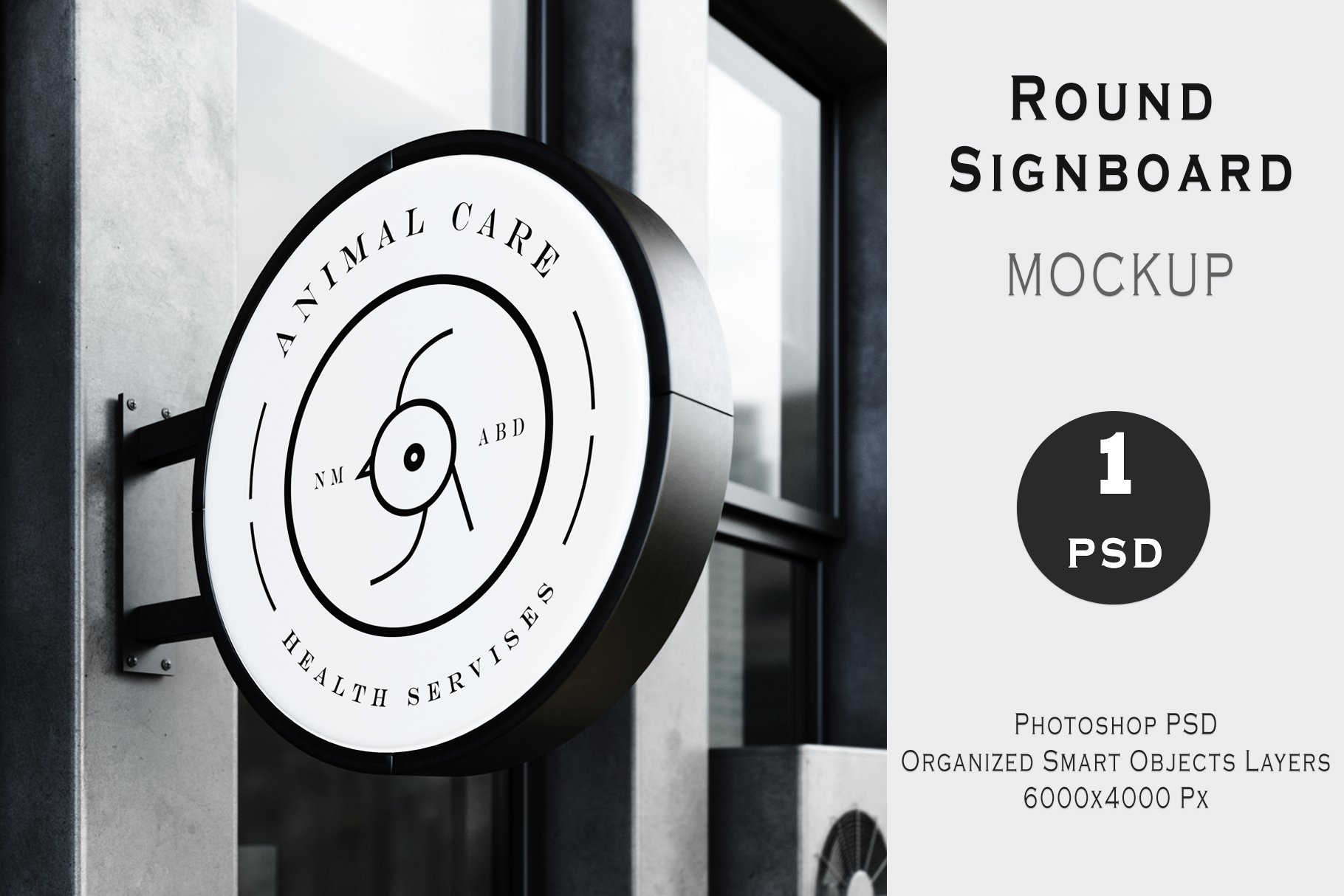 Street Round Signboard Mockup cover image.