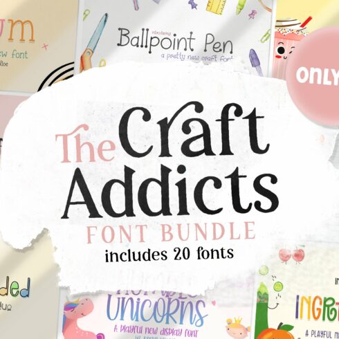 The Craft Addicts Font Bundle cover image.