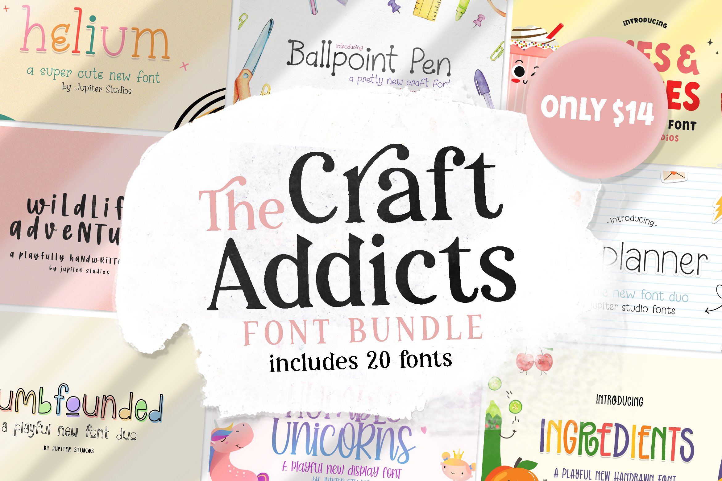 The Craft Addicts Font Bundle cover image.