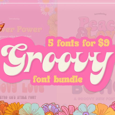 The Groovy Font Bundle (ONLY $9) cover image.