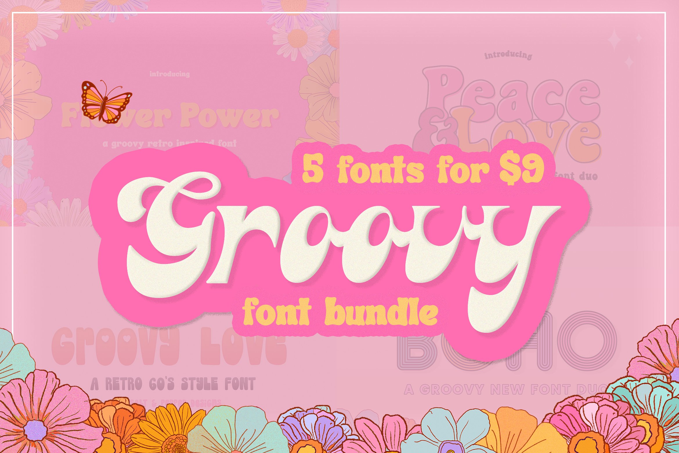 The Groovy Font Bundle (ONLY $9) cover image.