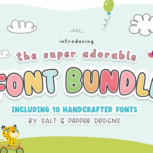 The Adorable Font Bundle (10 Fonts) cover image.