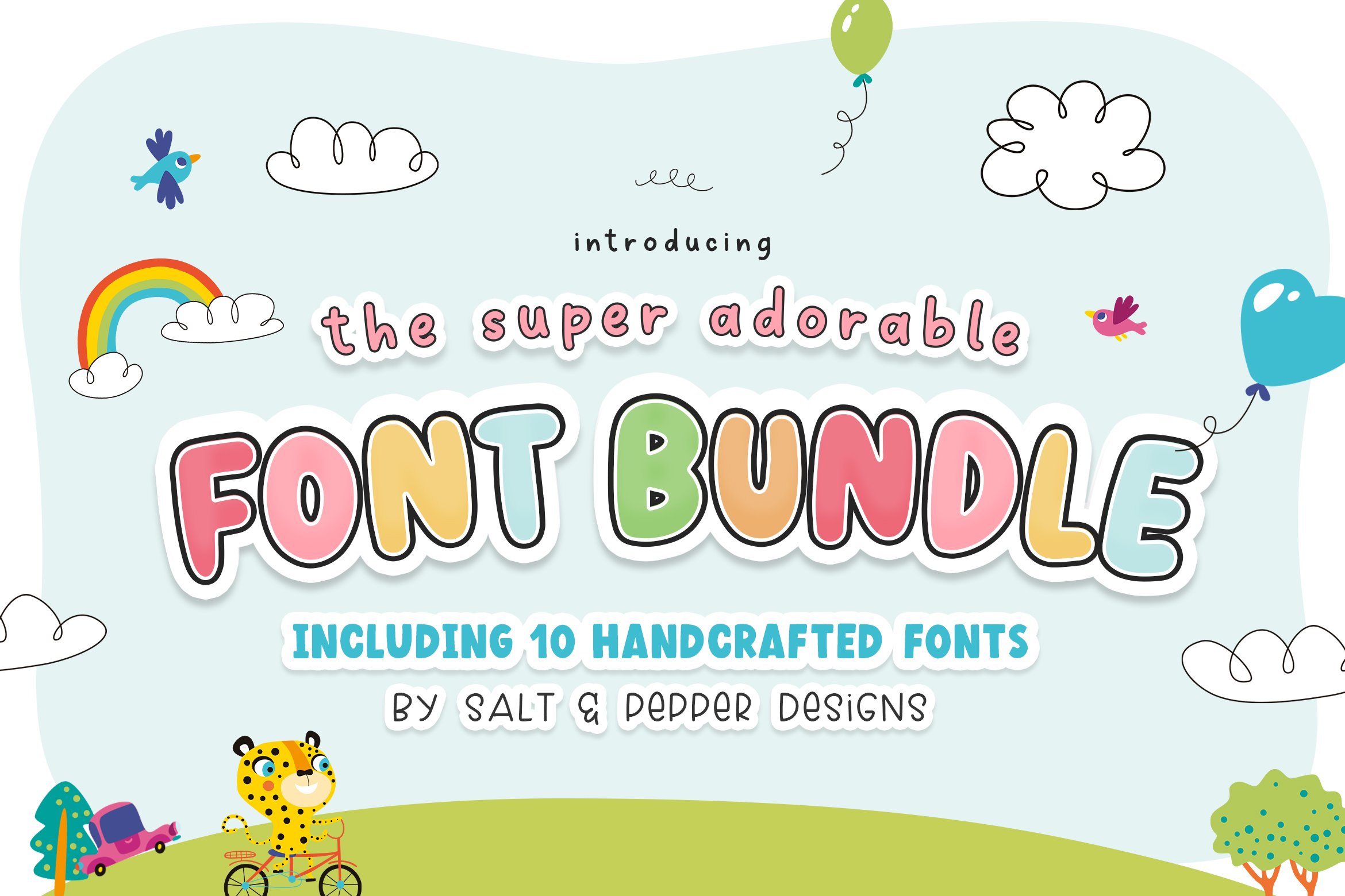 The Adorable Font Bundle (10 Fonts) cover image.