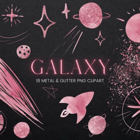 Rose Gold Galaxy Clipart cover image.