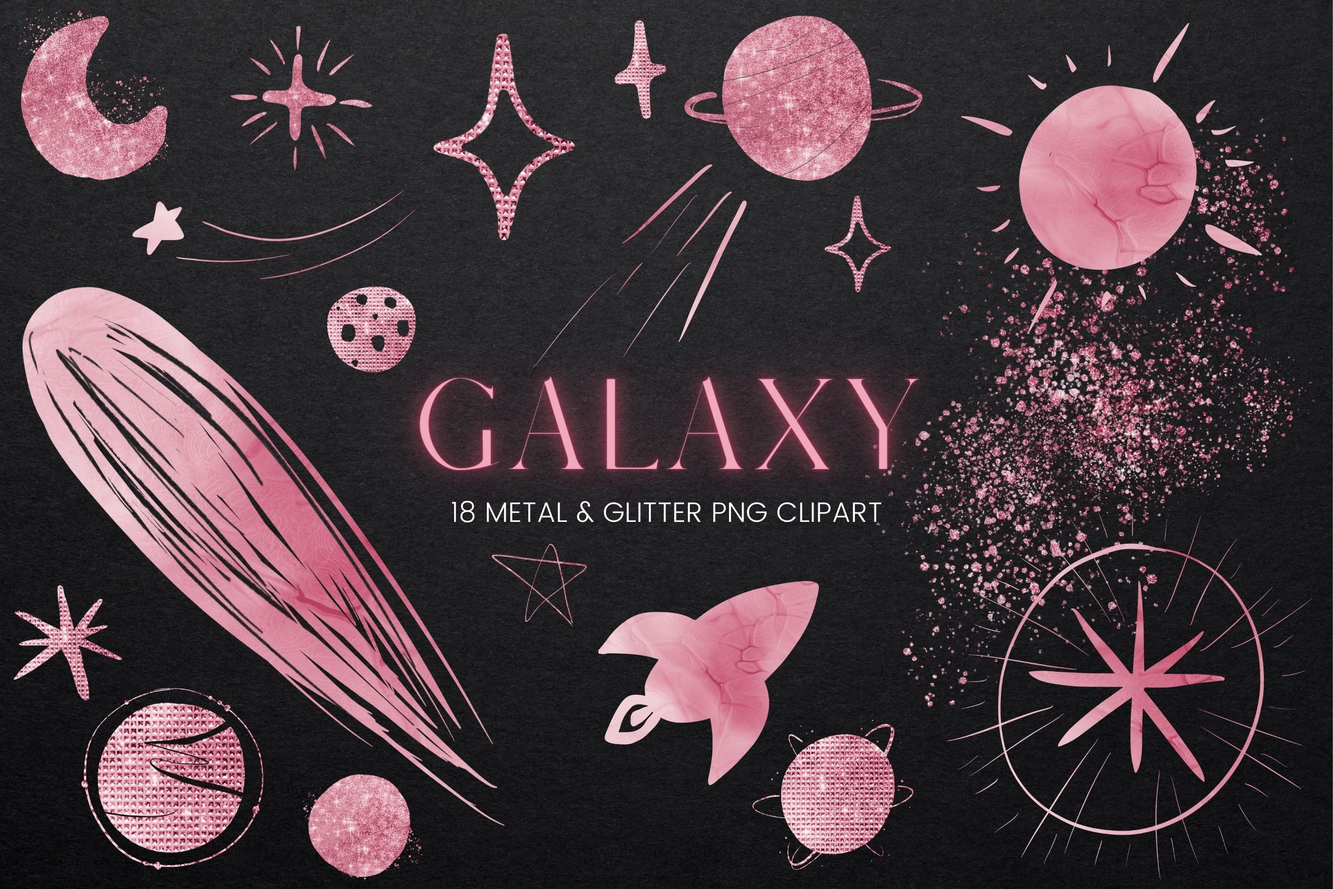 Rose Gold Galaxy Clipart cover image.