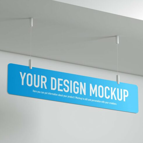 Hanging sign mockup on white backgro cover image.