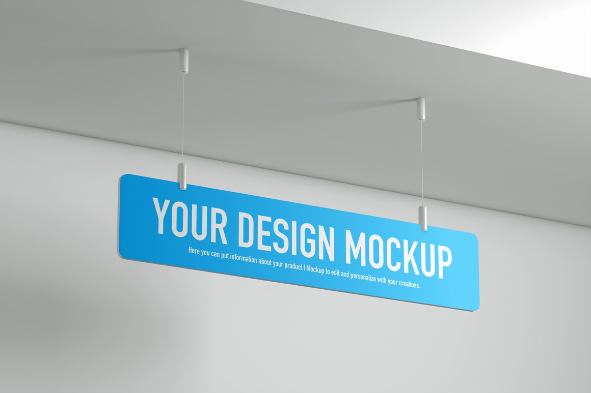 Hanging sign mockup on white backgro cover image.