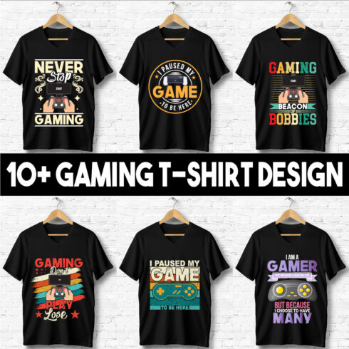 10+ gaming, joystick, controller, custom t-shirt design bundle for you cover image.