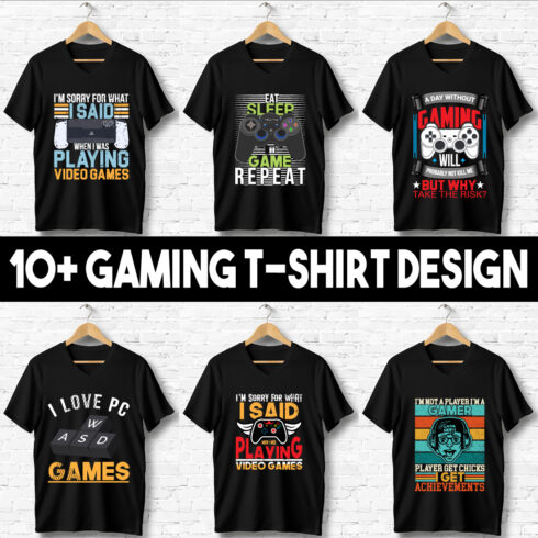 10+ gaming, joystick, controller, custom t-shirt design bundle for you cover image.
