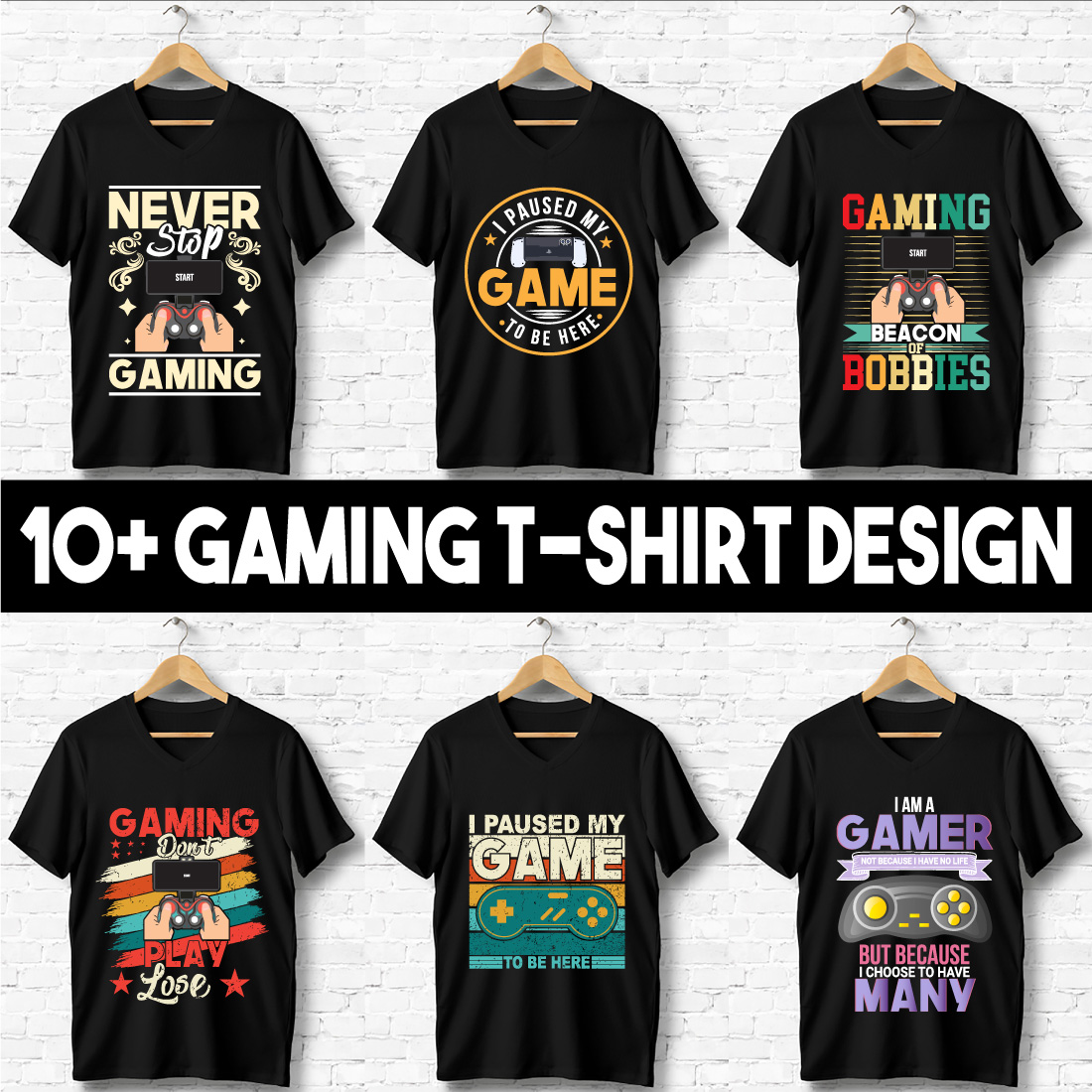 10 gaming t shirt design bundle custom t shirt design 873