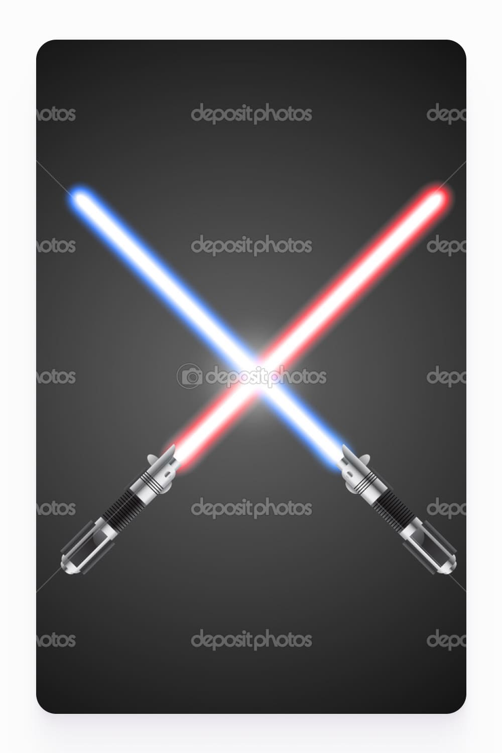 Crossed red and blue lightsabers.
