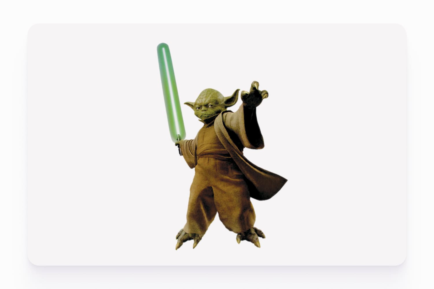 Image of Master Yoda with a sword.