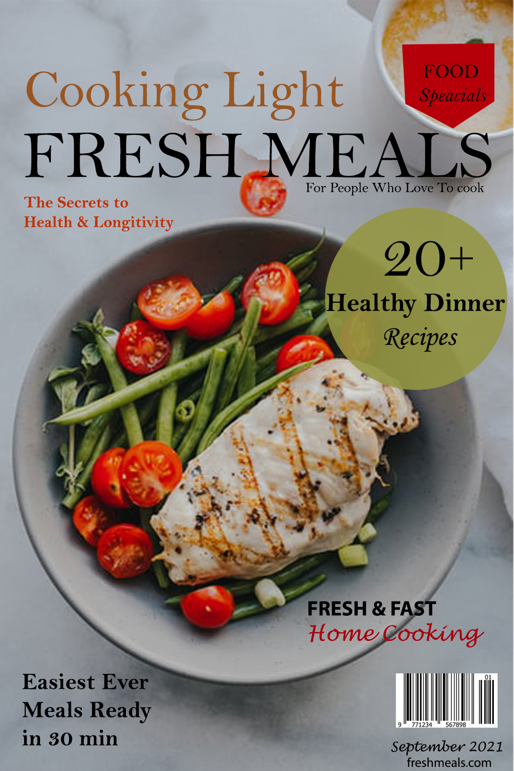 Magazine with a plate of food on the cover.