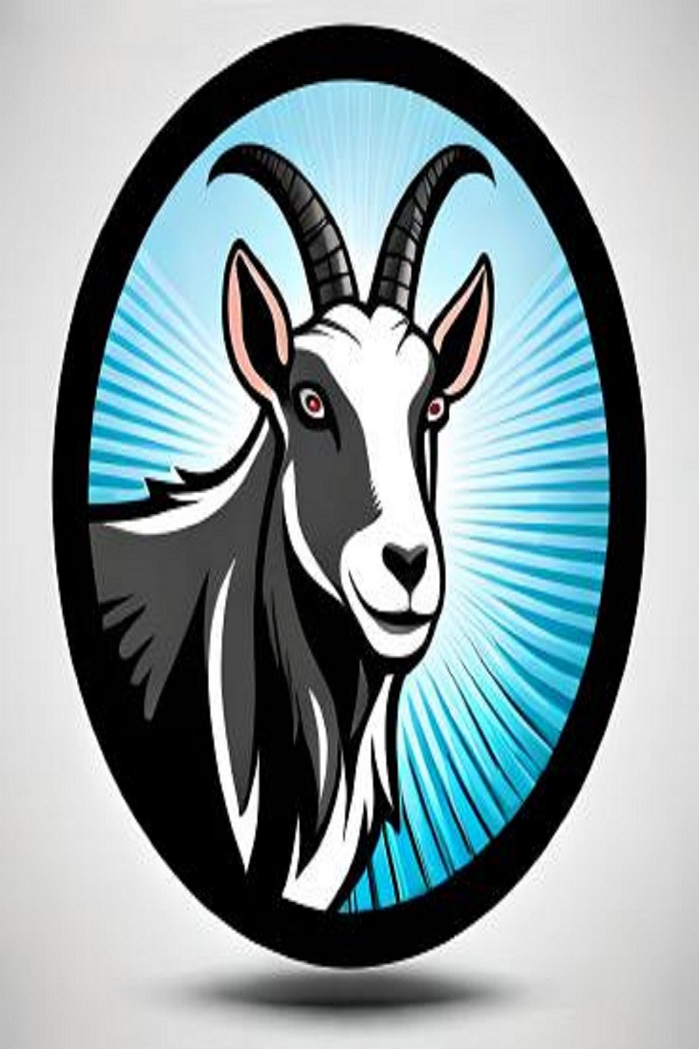 Beautiful Goat with red eyes and grey horns pinterest preview image.