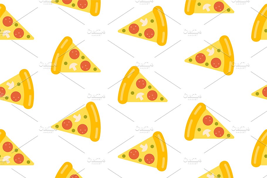 Seamless Pattern with Pizza slice cover image.
