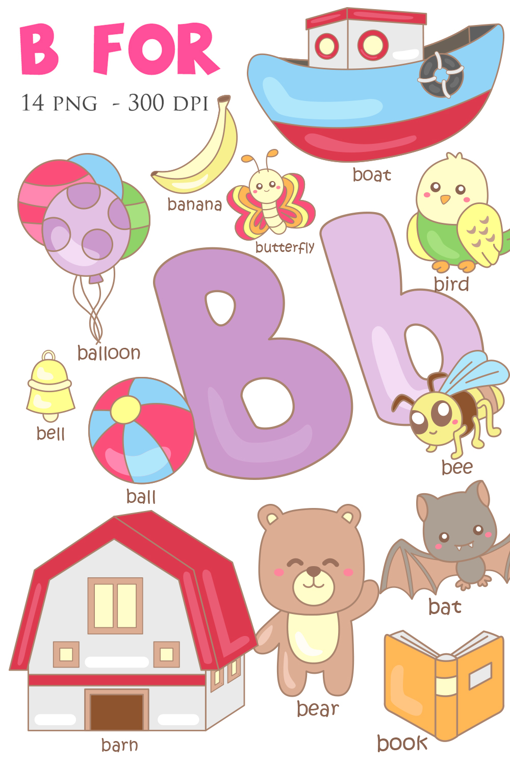 Cartoon Characters Teach Letter B Vocabulary With Educational Set Vector,  Start, Teaching, Elements PNG and Vector with Transparent Background for  Free Download