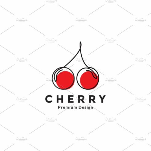line art twin fruit cherry red logo cover image.