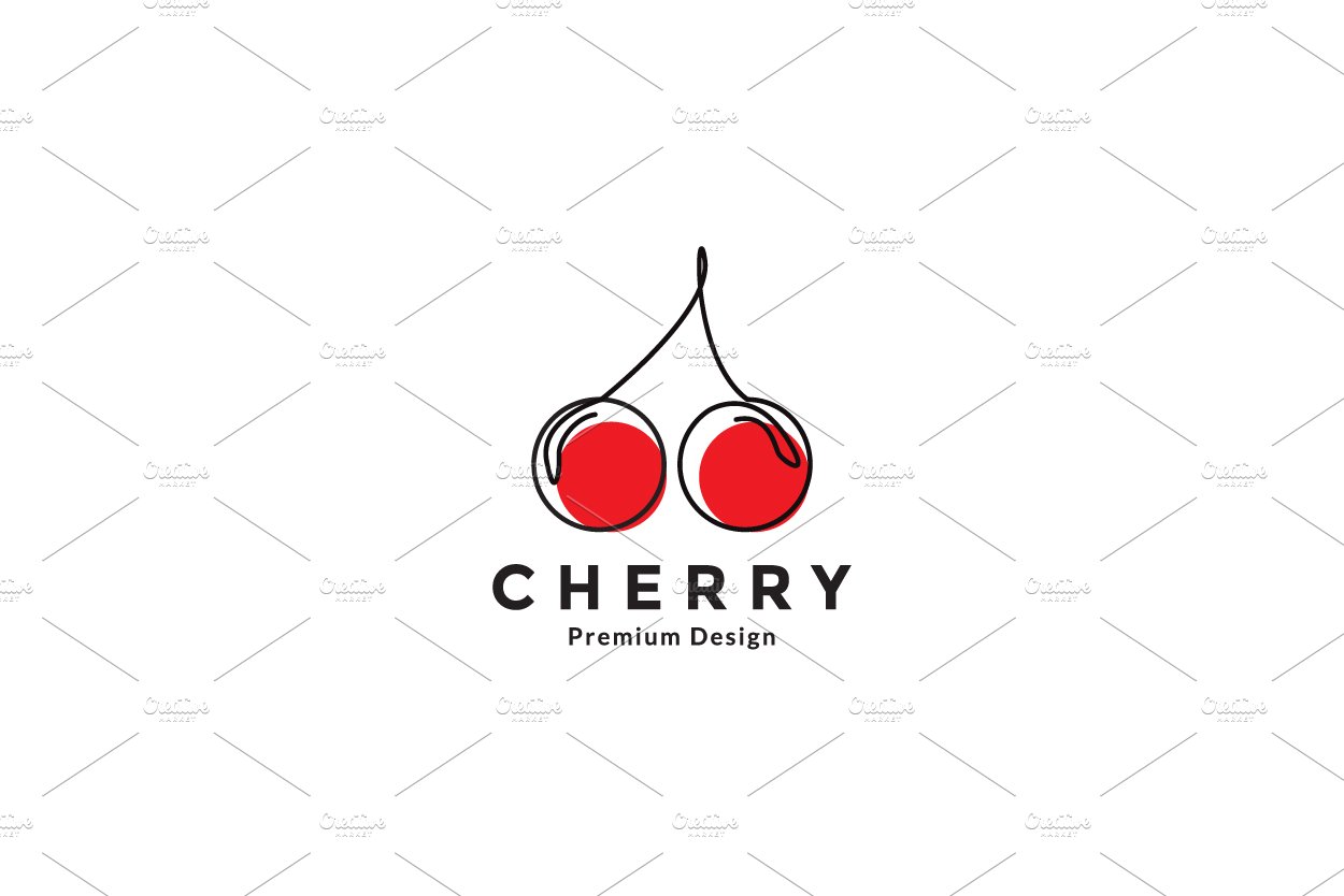 line art twin fruit cherry red logo cover image.