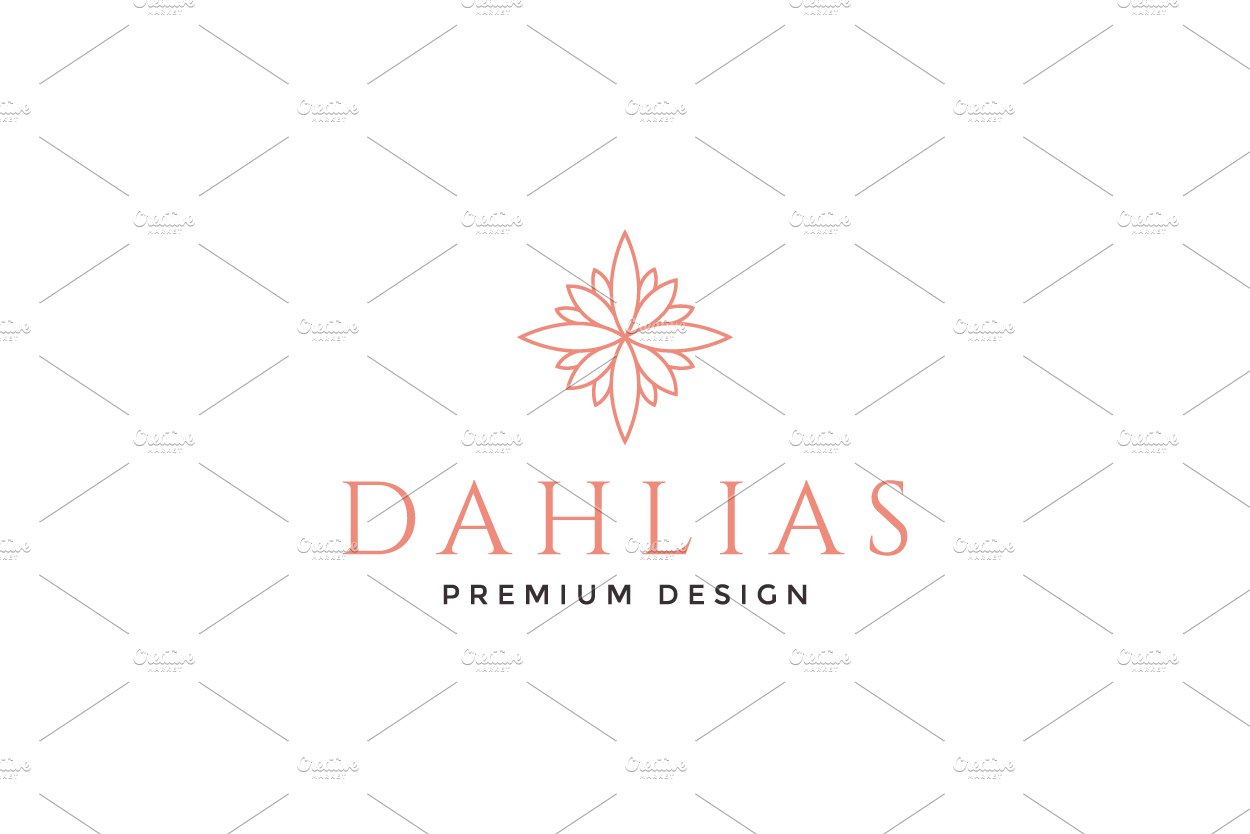 geometric flower dahlia lines logo cover image.