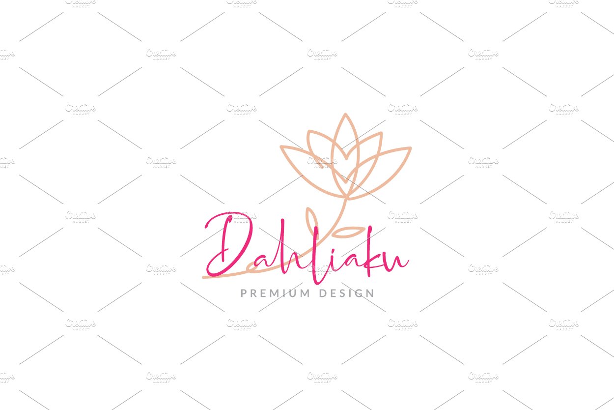 continuous lines flower dahlia logo cover image.