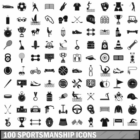 100 sportsmanship icons set cover image.
