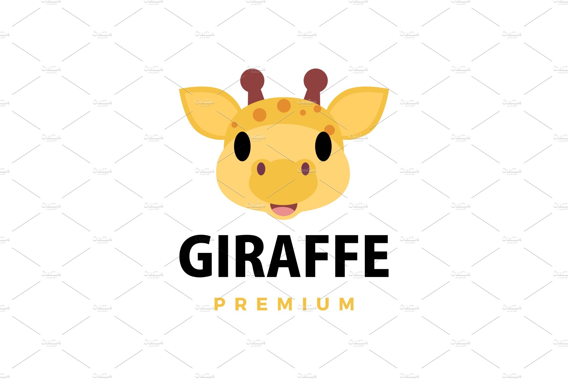 cute giraffe flat logo vector icon cover image.