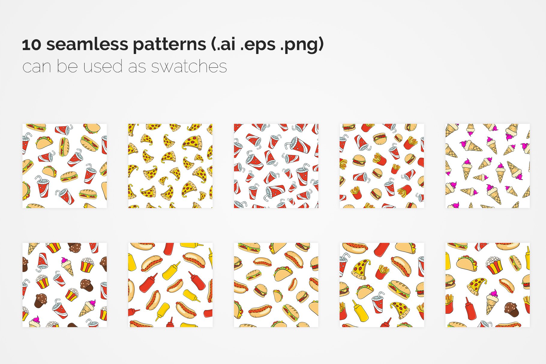 Fast Food Seamless Patterns preview image.