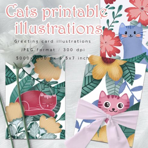 Cute Cats Printable Illustrations cover image.