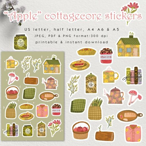 Cottagecore sticker pack cover image.