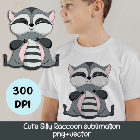 Cute Raccoon Sublimation Designs for t-shirtsPNG cover image.