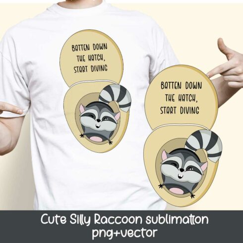 Cute Raccoon Sublimation Designs for t-shirts cover image.