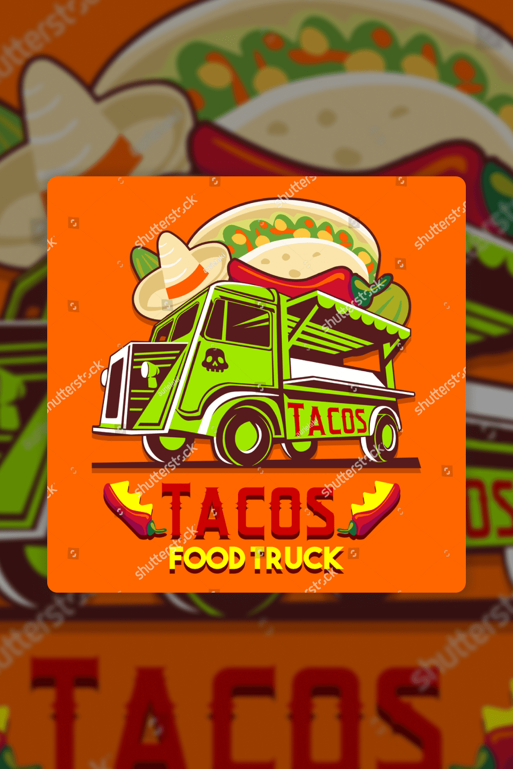 Food truck isolated logotype for taco Mexican meal fast delivery service or summer food festival.