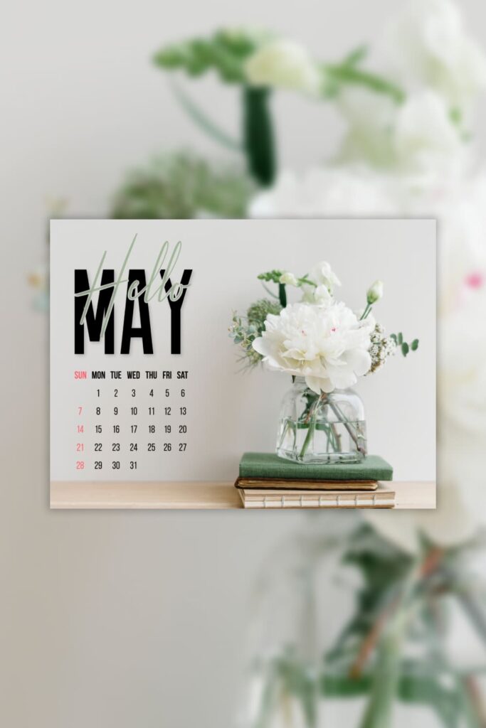 Free Minimal Floral May Calendar MasterBundles