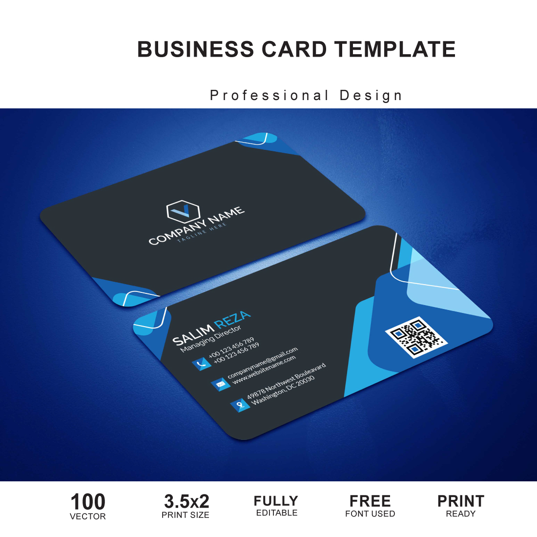 Business Card 4 Template preview image.