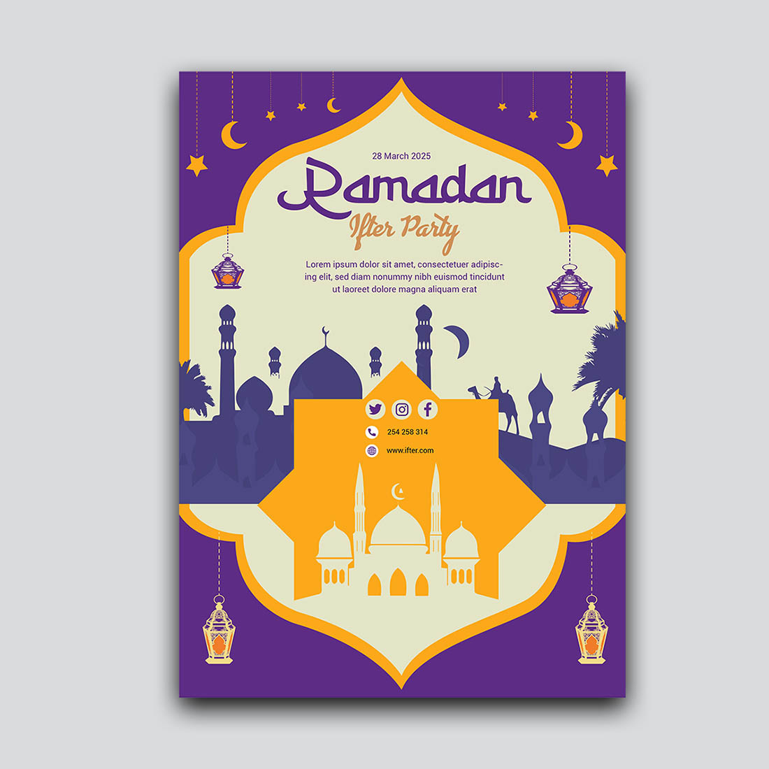 Ramadan Ifter Party Flyer Template preview image.