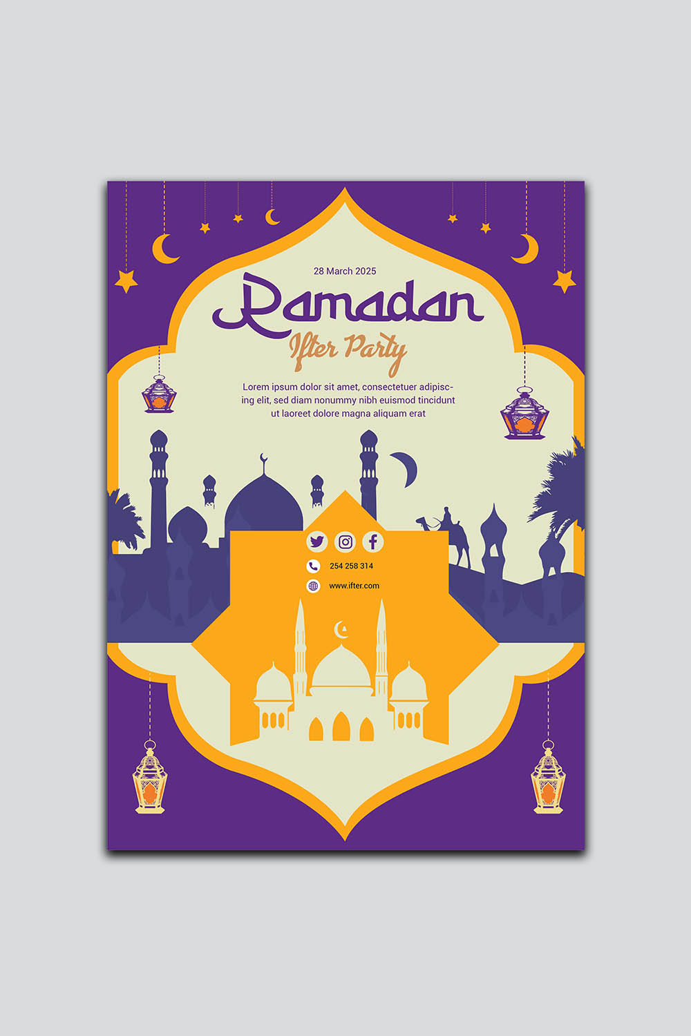 Ramadan Ifter Party Flyer Template pinterest preview image.