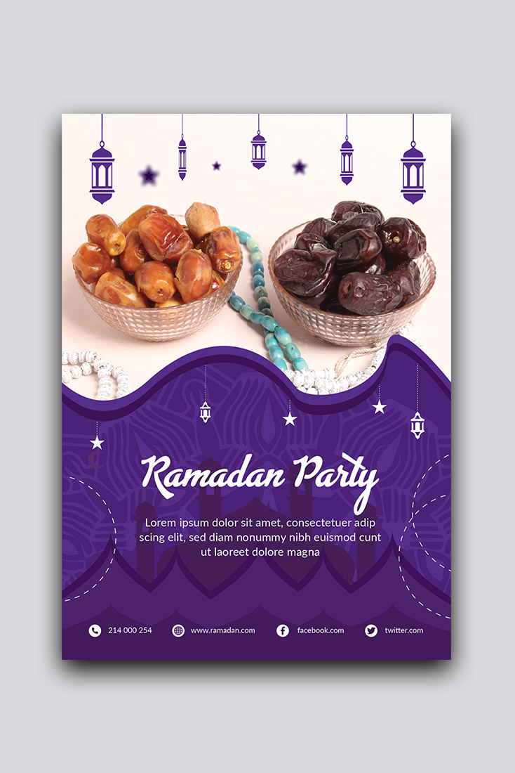 Ramadan Flyer Template pinterest preview image.