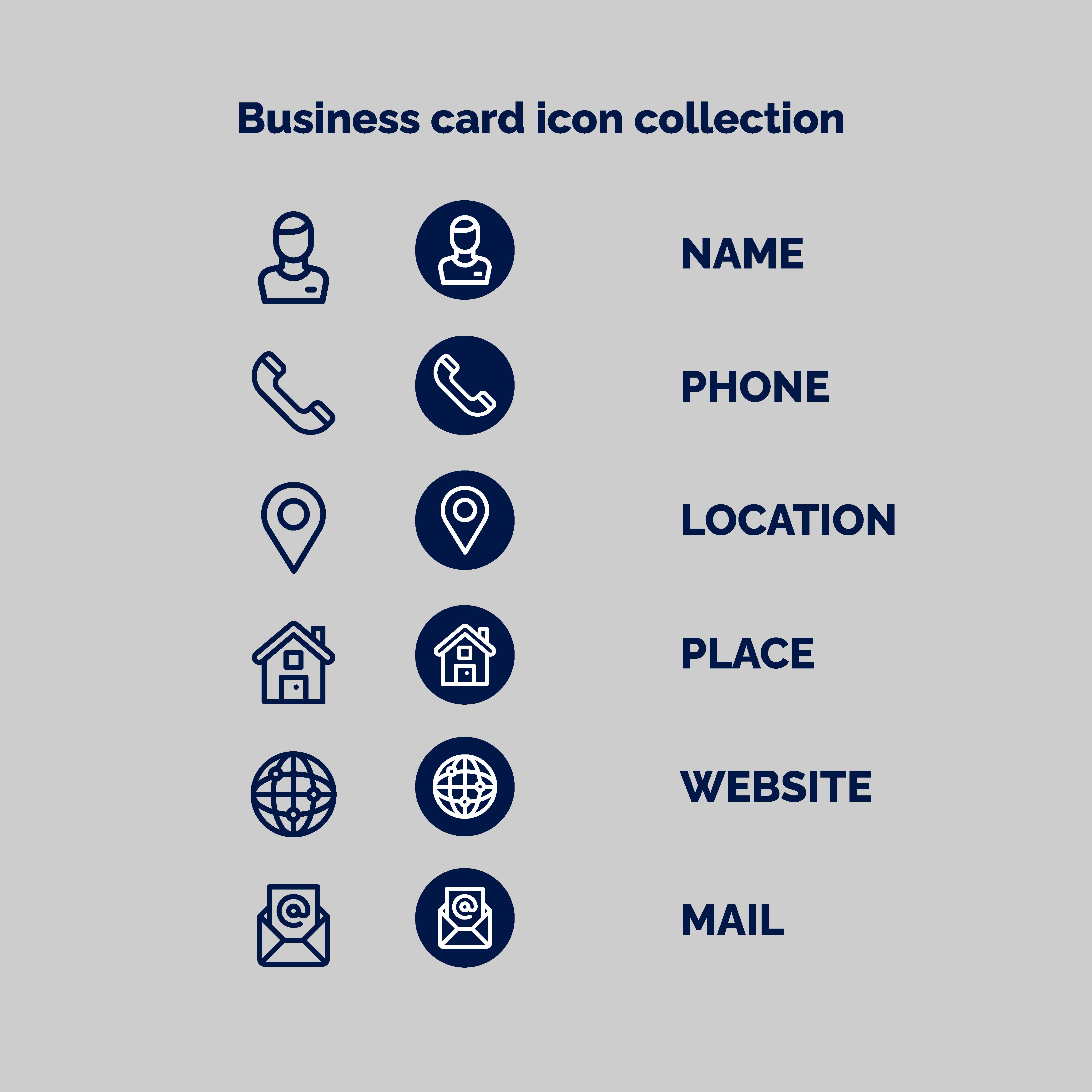 Business card icon collection preview image.