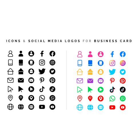 Icons & Social Media Logos for Business card cover image.
