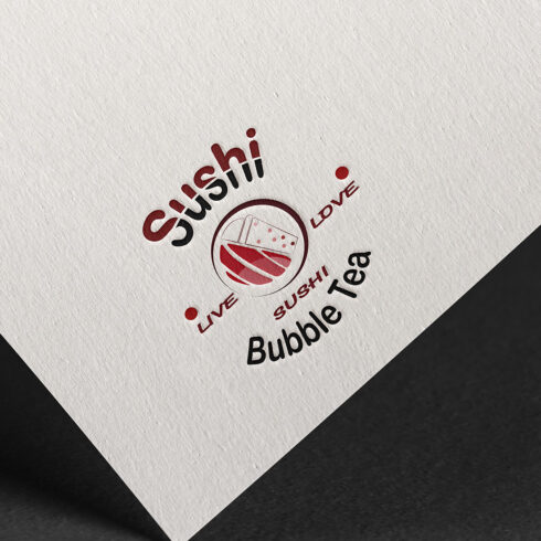 sushi restaurant logo and tea bubble vector cover image.
