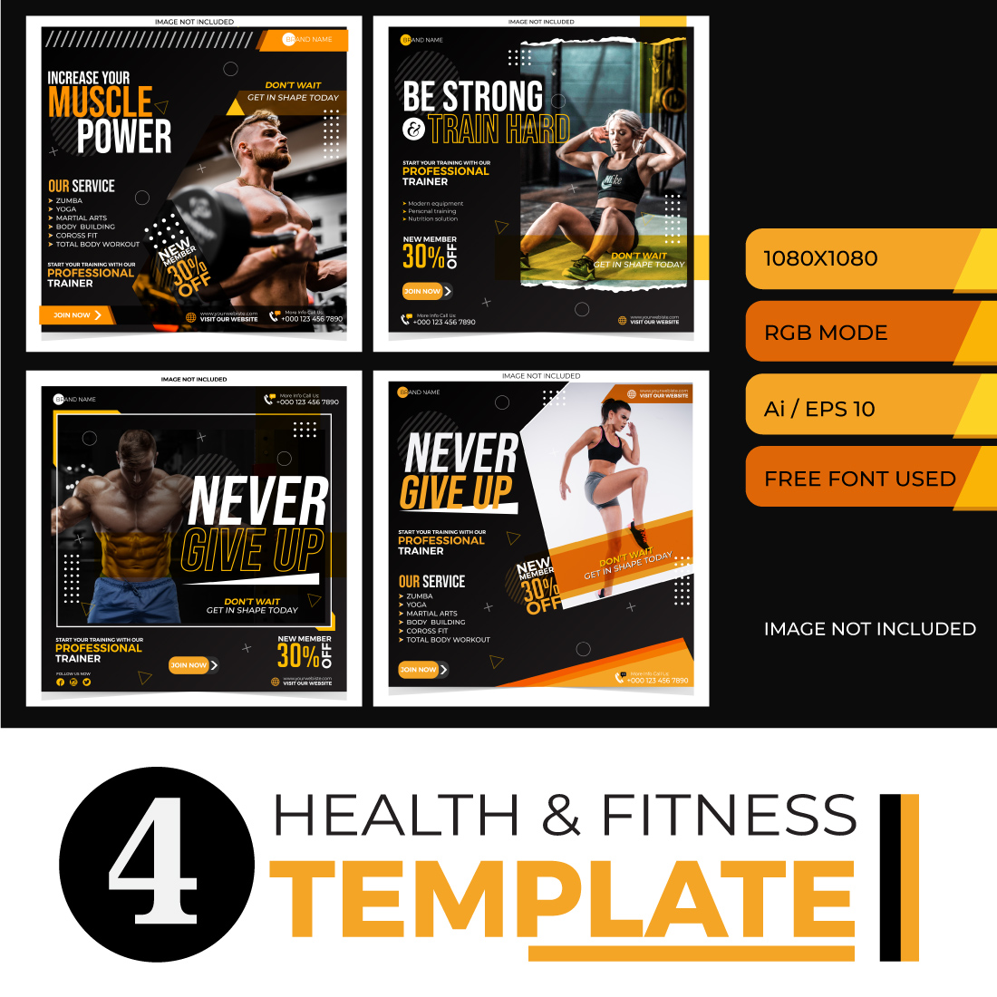 Health & Fitness social media template cover image.