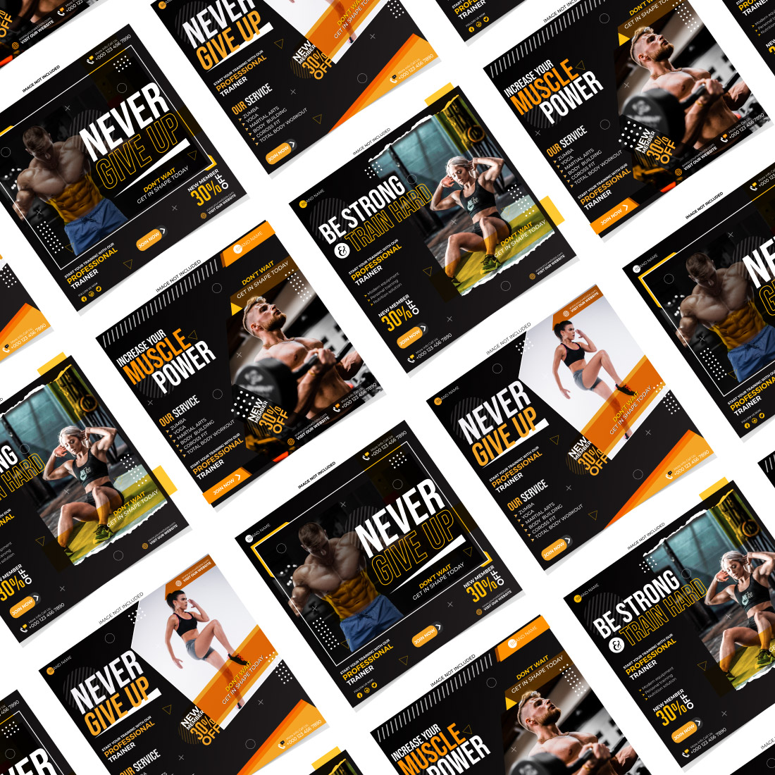 Health & Fitness social media template preview image.