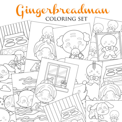 Cute Cartoon Gingerbread Cookies Christmas Character and Man Animals Coloring for Kids and Adult cover image.