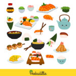 Japanese Sushi Food & Drink Coloring Set Graphic by Peekadillie